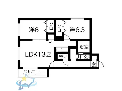 RAINBOW ROAD南円山(2LDK/4階)の間取り写真