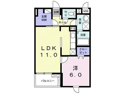 グランソレイユ(1LDK/4階)の間取り写真