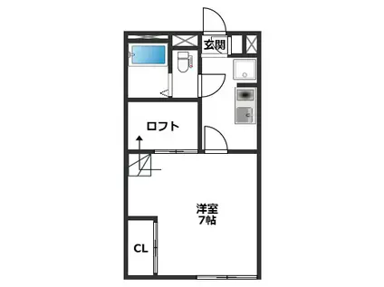 アジュール那珂川(1K/2階)の間取り写真
