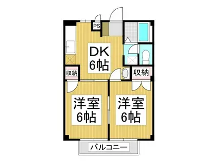 アネックス一由(2DK/1階)の間取り写真