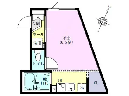 グランレジデンス武蔵新城(1K/2階)の間取り写真