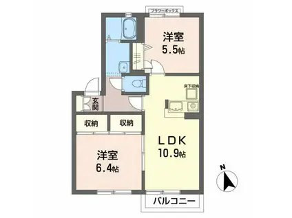 メゾンパークス平成(2LDK/1階)の間取り写真