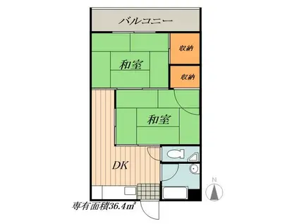 コーポ大文(2DK/4階)の間取り写真