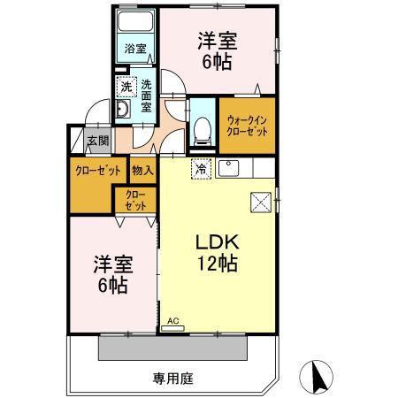 コンフォート湘南 B(2LDK/1階)の間取り写真