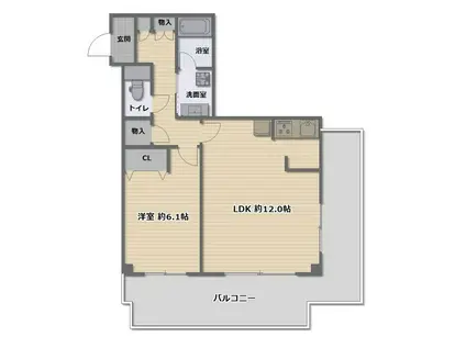 ジーニス大阪ウエスト棟(1LDK/13階)の間取り写真