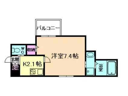 ラクール天神橋(1K/2階)の間取り写真
