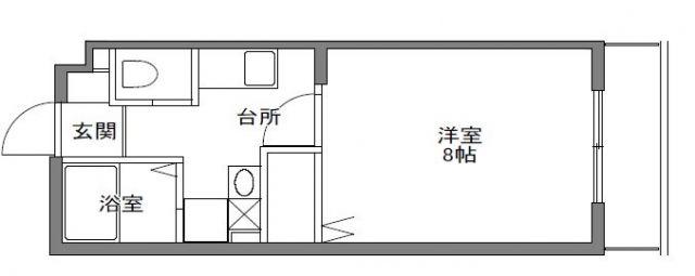 ハース若林(1K/3階)の間取り写真