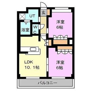 ふぁみーるA棟B棟(2LDK/2階)の間取り写真