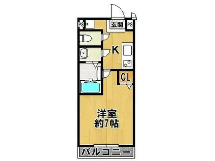 AILE岡場III(1K/3階)の間取り写真