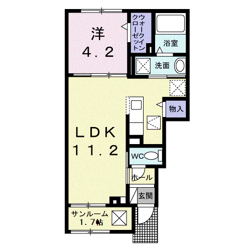 ベル セゾン(1LDK/1階)の間取り写真