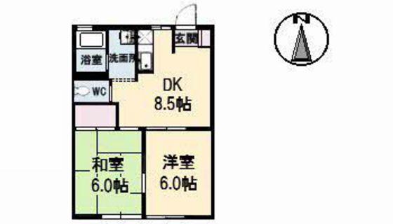 ヴィレッジ高島A棟(2DK/1階)の間取り写真