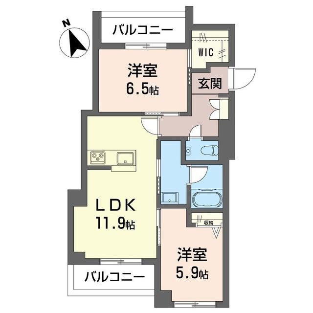 エー レジデンス(2LDK/4階)の間取り写真