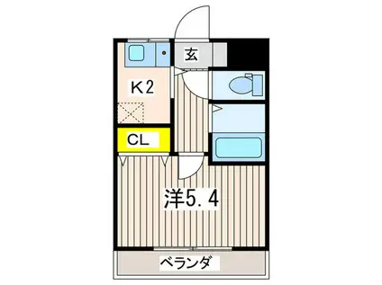 HSK2ND(1K/5階)の間取り写真