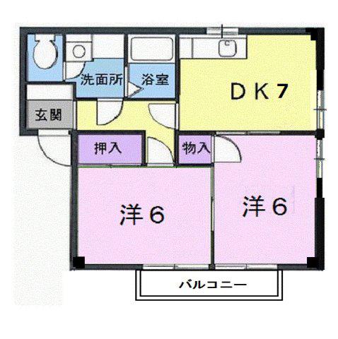 ブリーズコート(2DK/1階)の間取り写真