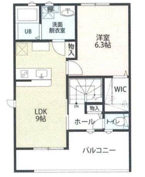 LOTUS西横地(1LDK/2階)の間取り写真