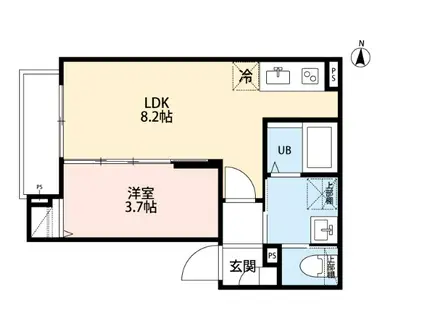 メゾン・リヴィエール熊野前(1LDK/2階)の間取り写真