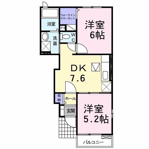 シュティルピアッツァ・K(2DK/1階)の間取り写真