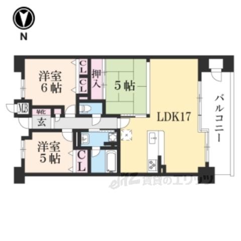 パデシオン伏見深草(3LDK/3階)の間取り写真