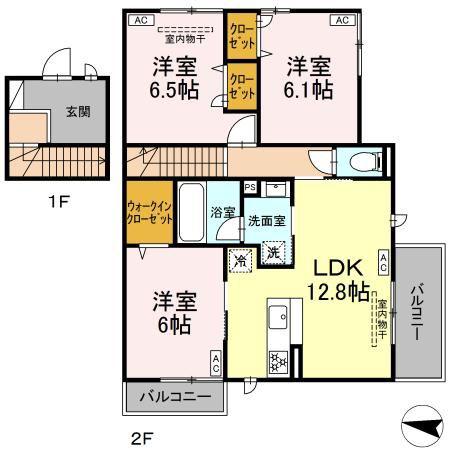 VISTA FUJI(3LDK/2階)の間取り写真