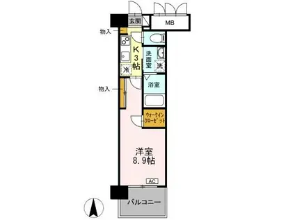 グランドソレイユ名駅(1K/6階)の間取り写真