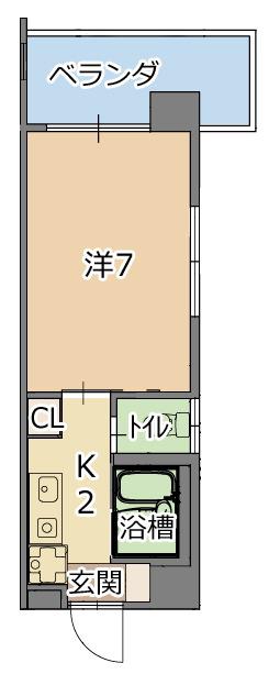 トーマス沖縄東(1K/2階)の間取り写真