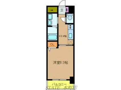 パウゼ大手前(1K/11階)の間取り写真