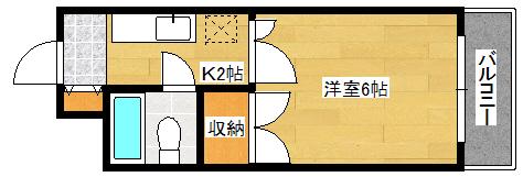 スカイコーポ温品(1K/4階)の間取り写真