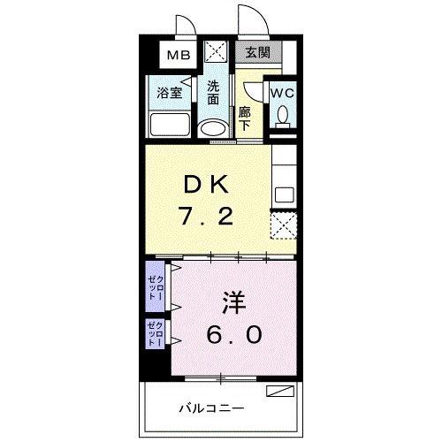 玉城SOU(1DK/2階)の間取り写真