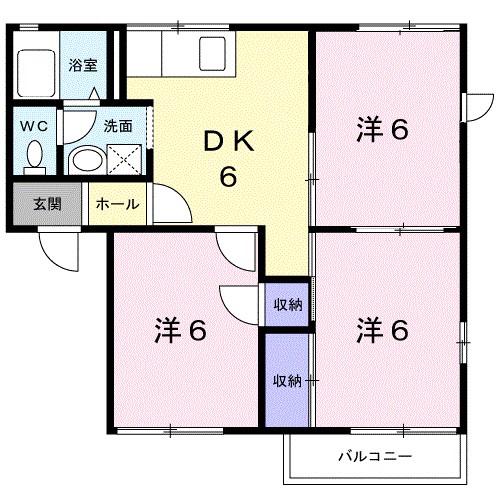 エーデルハイムA(3DK/2階)の間取り写真