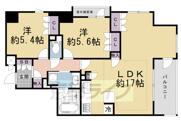 イーグルコート烏丸御池ル・シエル(2LDK/9階)の間取り写真