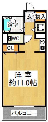 学園カレッジハイツ(1K/4階)の間取り写真