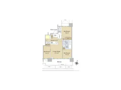 シティタワー所沢クラッシィ(3LDK/28階)の間取り写真