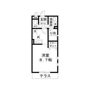 GREAT ADVANCE B棟(ワンルーム/1階)の間取り写真