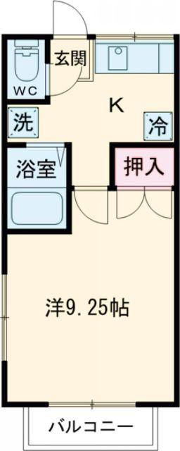 サンセリテA(1K/2階)の間取り写真
