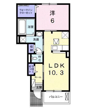 ミ カーサ(1LDK/1階)の間取り写真