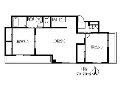 レジデンスオザキ(2LDK/1階)の間取り写真