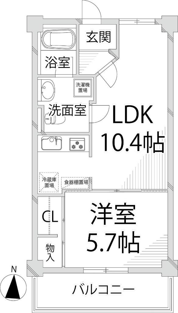 キャッスルコート南八代(1LDK/3階)の間取り写真