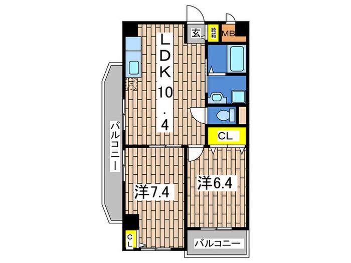ブルーライン 下永谷駅 徒歩27分 4階建 築24年(2LDK/4階)の間取り写真