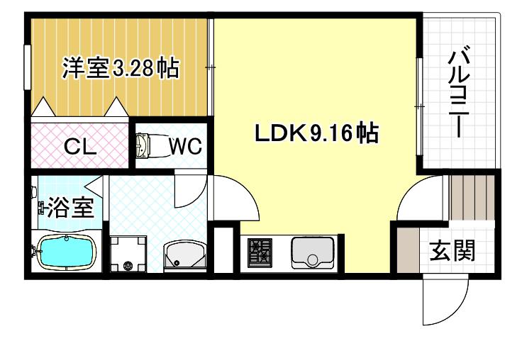FSTYLE高見の里2号館(1LDK/3階)の間取り写真