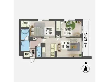 ジョワ フィール(2LDK/2階)の間取り写真