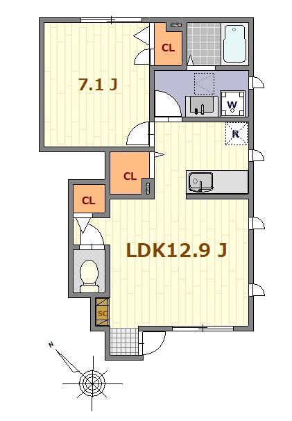 エスペランス(1LDK/1階)の間取り写真