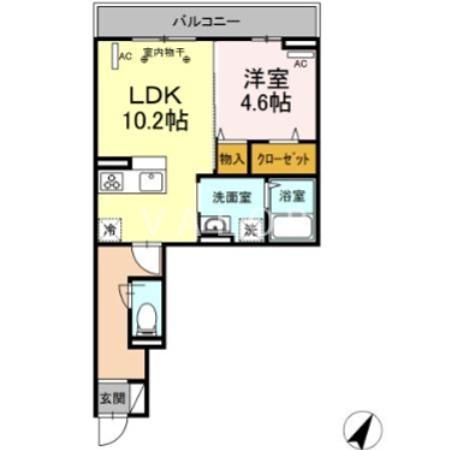プラティア(1LDK/2階)の間取り写真