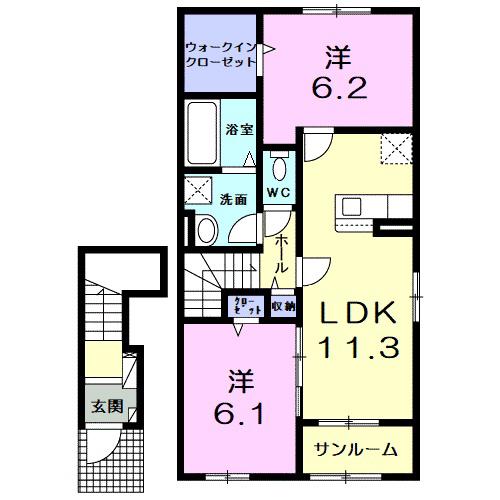 ルナクレシェンテ I(2LDK/2階)の間取り写真