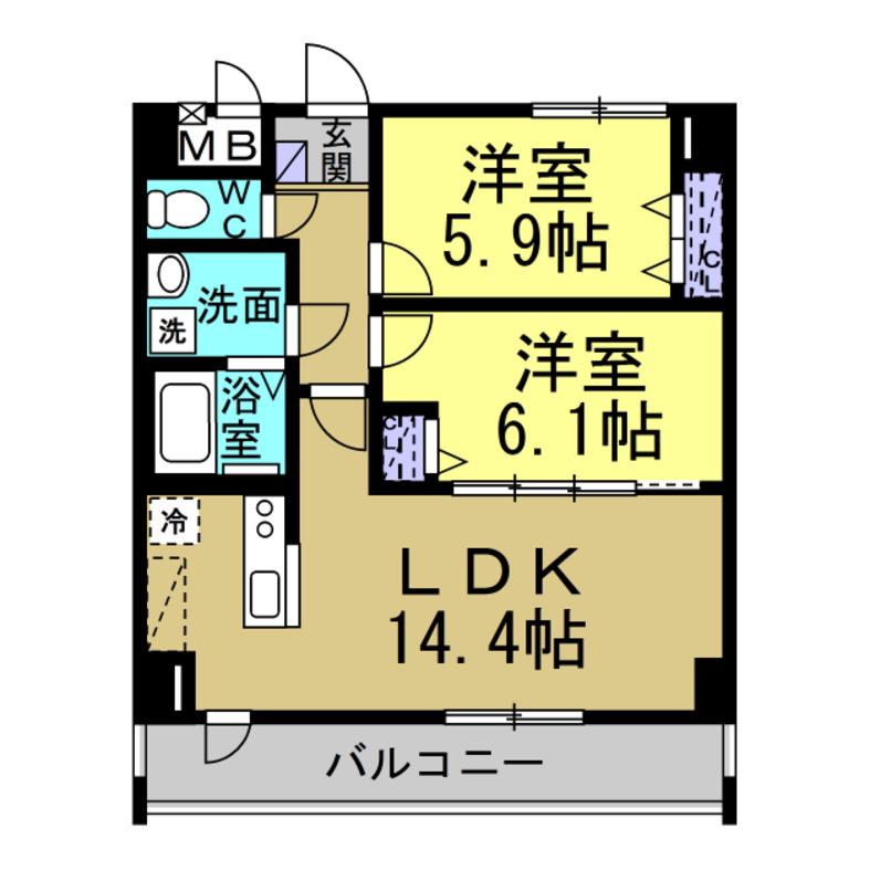 プリミエール常滑駅前(2LDK/10階)の間取り写真