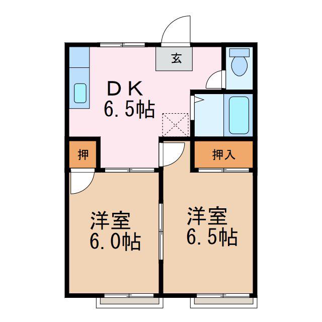 シティ若宮(2DK/1階)の間取り写真