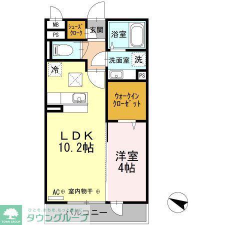 D-ROOM高尾(1LDK/3階)の間取り写真