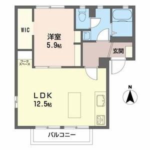 アグリア北館A(1LDK/1階)の間取り写真