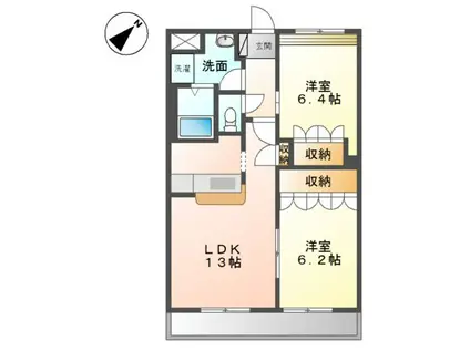 カーサ愛2番館(2LDK/1階)の間取り写真