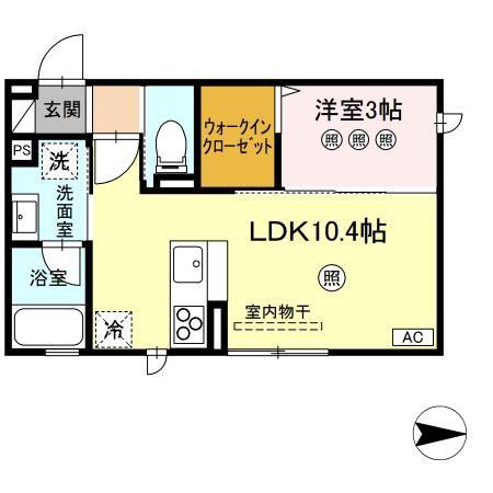 ボナ ブレッサ(1LDK/2階)の間取り写真