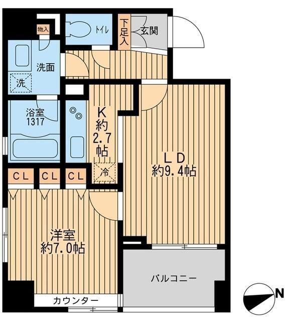 クリオ戸越銀座弐番館(1LDK/12階)の間取り写真